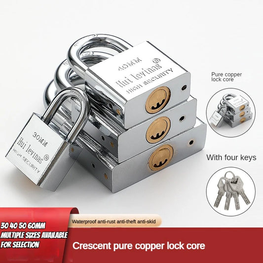 Stainless Steel Padlock Household Small Lock Head Anti-theft and Anti Prying Lock Dormitory Waterproof and Anti Rust Lock Locker