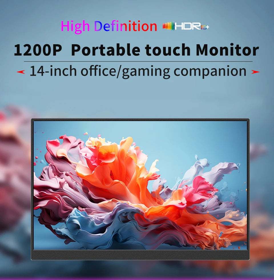 14.1 Inch Touch Screen Portable Monitor 100%sRGB 400cd/m2 Gaming Computer Expand Display For XBox PS4/ 5 Switch Loptop