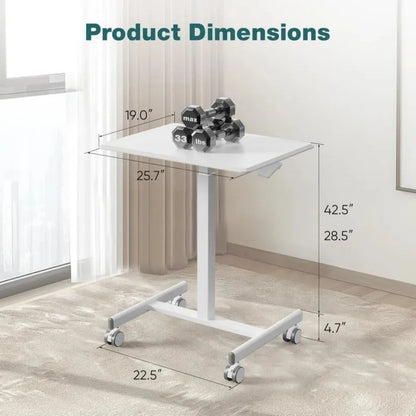 Indoor Furniture Tables & Desks Adjustable Height Mobile Small Standing Desk - Sit Stand Desk, Portable Rolling Laptop Desk