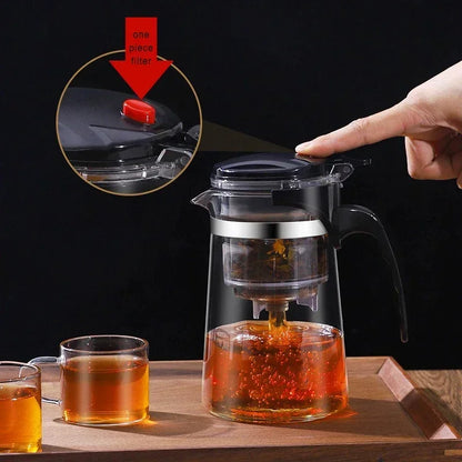 Chinese Style Kung Fu Teapot Heat Resistant Glass Teapot with Tea Water Separation Filter Home Coffee Pot Home Teaware Set