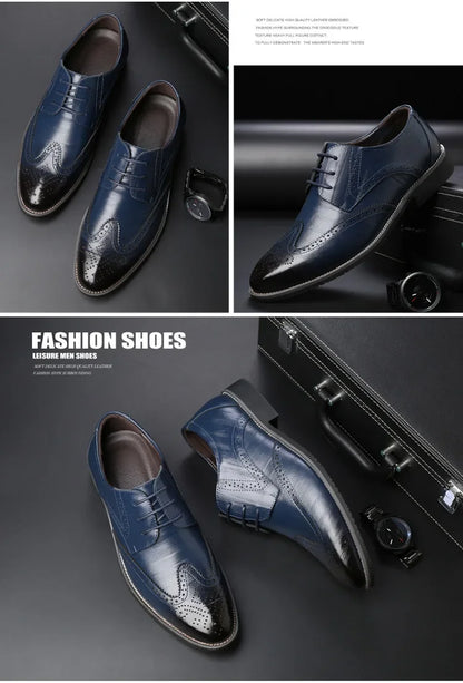 Fashion Black Brown Dress Shoes Mens Business Shoes PU Leather Oxford Social Luxury Shoes Boys Prom Casual Footwear Pointed Toe