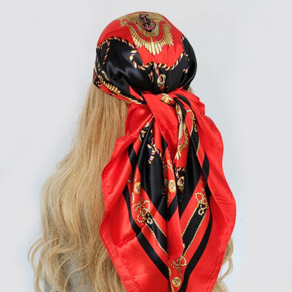 new 90*90cm fashion Silk Scarf Scarftop Headwraps Women Vintage Four Seasons Hair Scarve Hijab Foulard Bandana Femme Headscarf