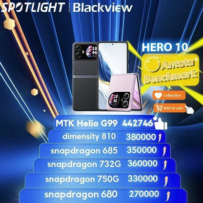 World Premiere Blackview HERO 10 Smartphone 6.9 inch AMOLED Folding Display 12GB 256GB 108MP Camera MTK Helio G99 45W Charging