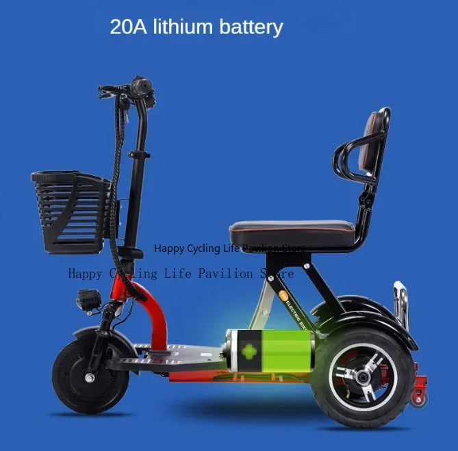 48v 350W 20AH 40KM Electric Trike Leisure Foldable Electric Tricycle Super Load-Bearing Adult Mini Portable Electric Vehicle