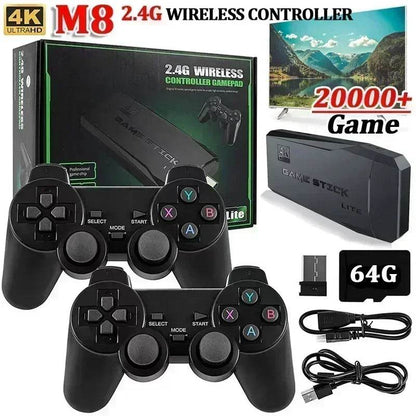 Video Game Sticks M8 Console 2.4G Dual Wireless Controller Game Stick 4K 10000 Games 64GB Retro Game for DropShiopping Xmas Gift - MarvelouStoree