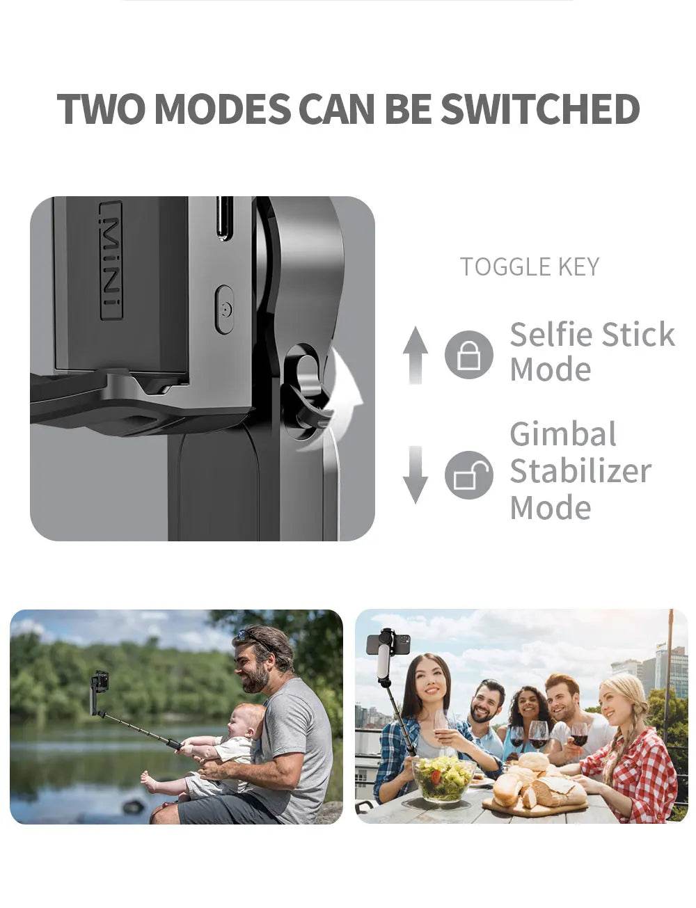 Handheld Gimbal Stabilizer Selfie Stick Tripod with Removable Fill Light Wireless Remote Portable Phone Stand Holder - MarvelouStoree