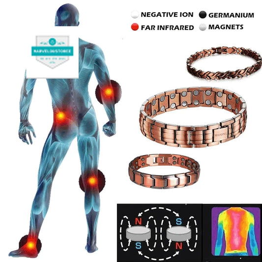 Healing Healthy Copper Magnetic Bracelet for Men Arthritis Pain Relief Bio-Energy Blood Pressure Bracelet Health Bangle Jewelry