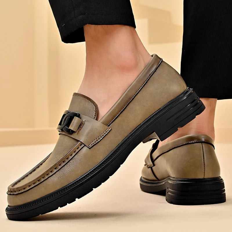 Handmade Casual Loafers Breathable Male Driving Flats Hot Sale Man Platform Business Shoes Genuine Leather Men's Slip on Shoes