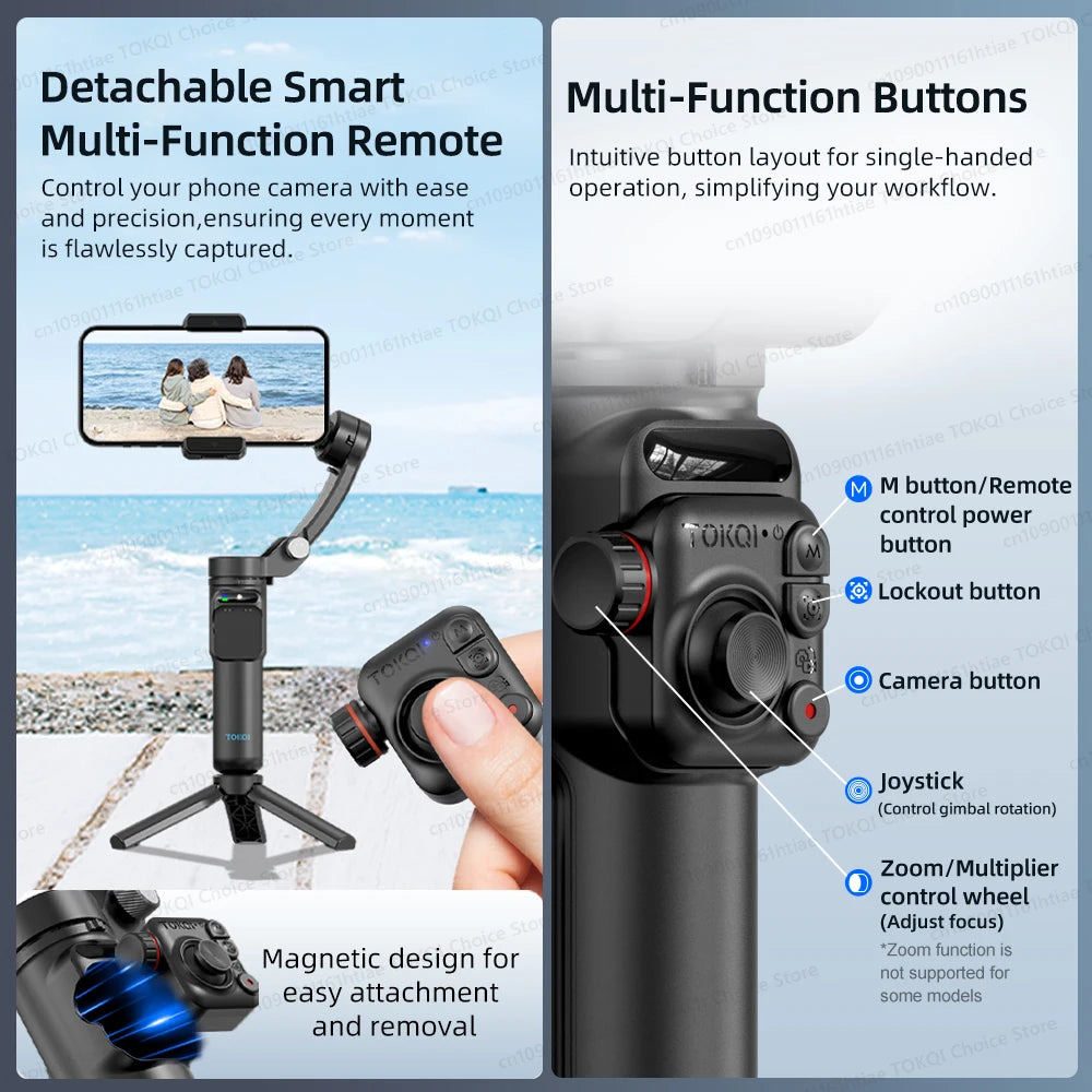 Handheld Gimbal Stabilizer Selfie Tripod with Wireless Remote for Smartphone 3-Axis Anti Shake Gimbal Foldable for iPhone Xiaomi