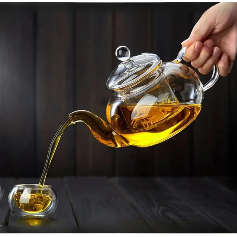 High Quality Heat Resistant Glass Teapot Jasmine Tea Infuser Borosilicate Glass Tea Set Kettle Practical Bottle Flower Tea Pot