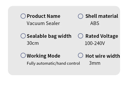 Electric Vacuum Sealer Built-in Cutter Kitchen Food Storage Seal Touch Button Dry/Wet Food Package Sealer Kitchen Vacuum Sealer
