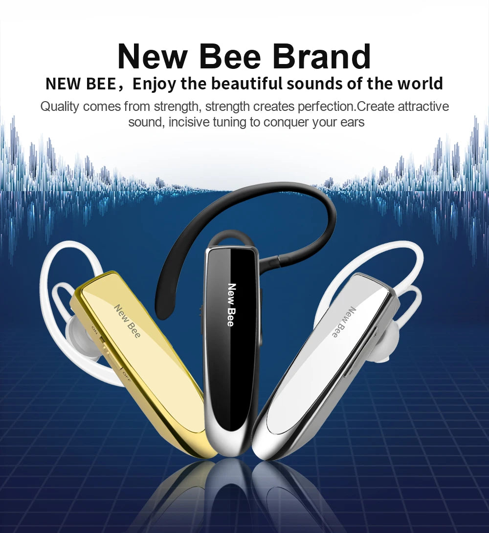 New Bee B41 Wireless Bluetooth 5.0 Earphones Hands-Free Mini Headset 22H Music Playing Earpieces With CVC 6.0 Mic For IPhones