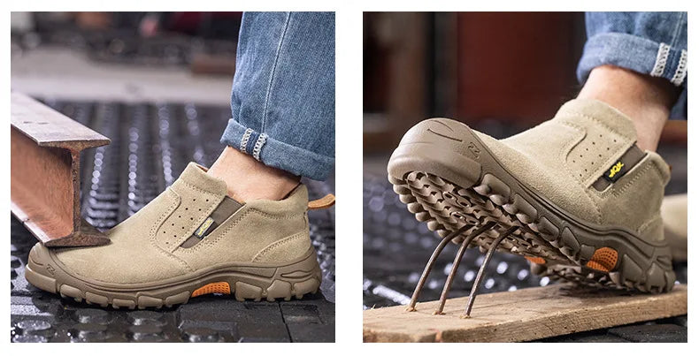 Men's work shoes anti impact, anti puncture, steel wrapped head, electric welder step on safety shoes insulation