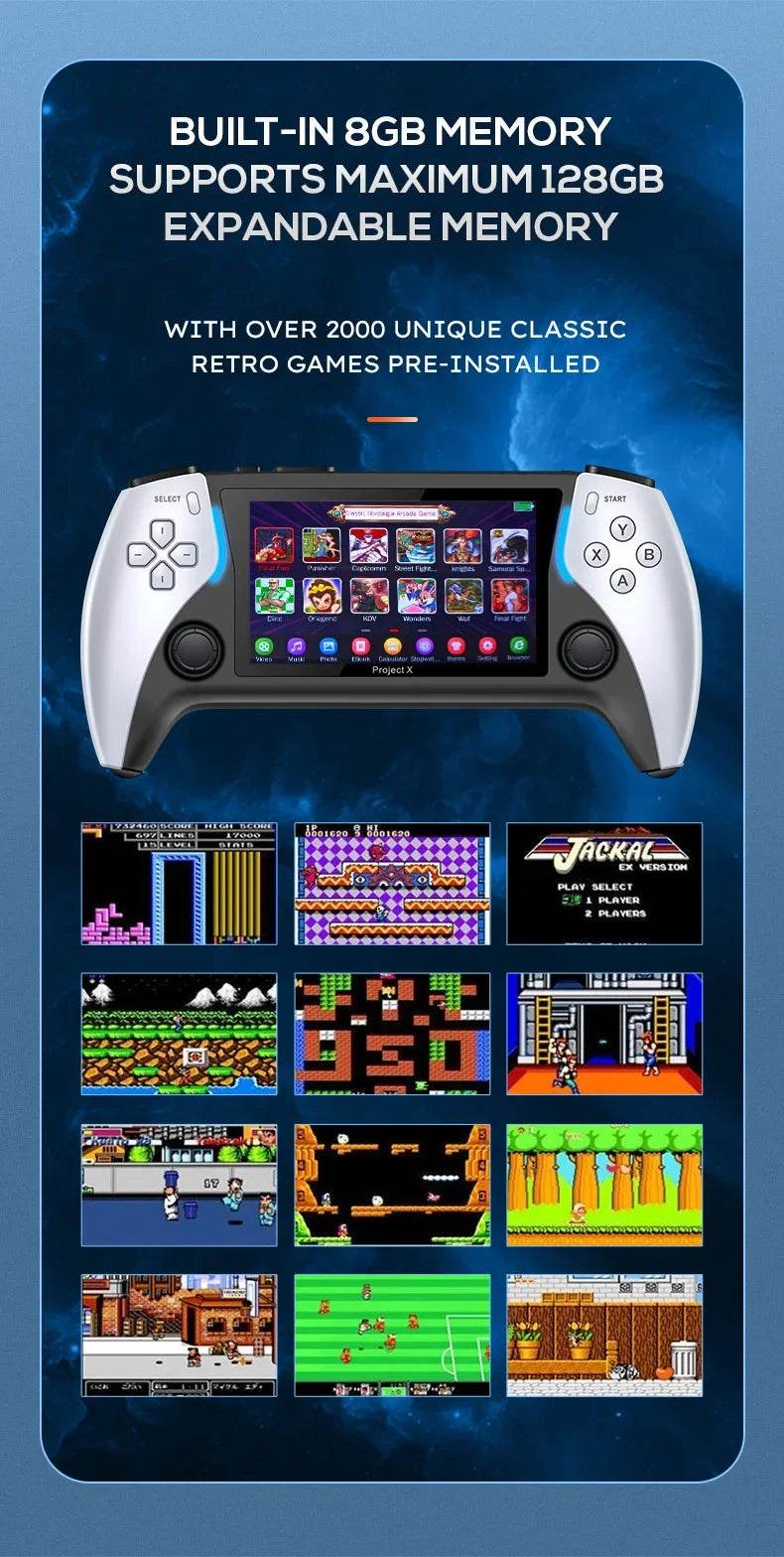 2024 New Project X Handheld Game Console Ps5 High-definition Arcade With Dual Player And Dual Controller Support Christmas Gift - MarvelouStoree