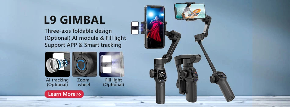 AXNEN HQ3 3-Axis Foldable Smartphone Handheld Gimbal Cellphone Video Record Vlog Stabilizer for iPhone 13 Xiaomi Huawei Samsung