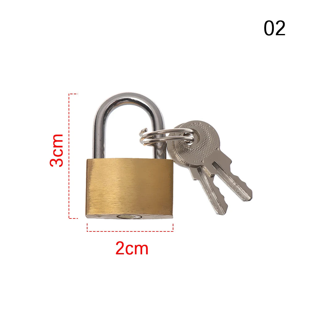 Mini Brass Padlock With 2 Keys Locker Case Supply Travel Suitcase Luggage Case Padlock Security Tool Simple Small Copper Lock