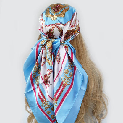 new 90*90cm fashion Silk Scarf Scarftop Headwraps Women Vintage Four Seasons Hair Scarve Hijab Foulard Bandana Femme Headscarf