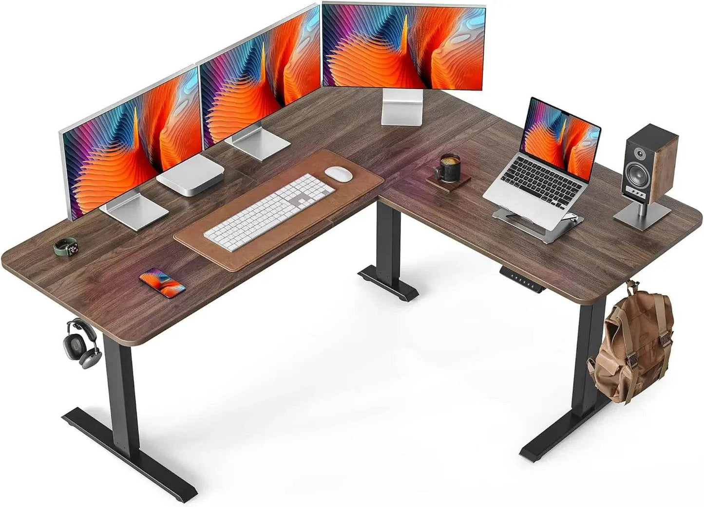 L Shaped Standing Desk with Splice Board, Height Adjustable, Stand up Corner Desk, Sit Stand, Home and Office Bla - MarvelouStoree