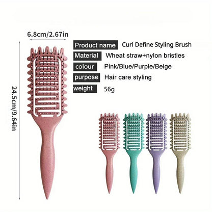 3 in 1 Curl Define Styling Brush Hollow Out Detangling Hair Brush Tangled Hair Comb Shaping Defining Curls Barber Styling Tools - MarvelouStoree