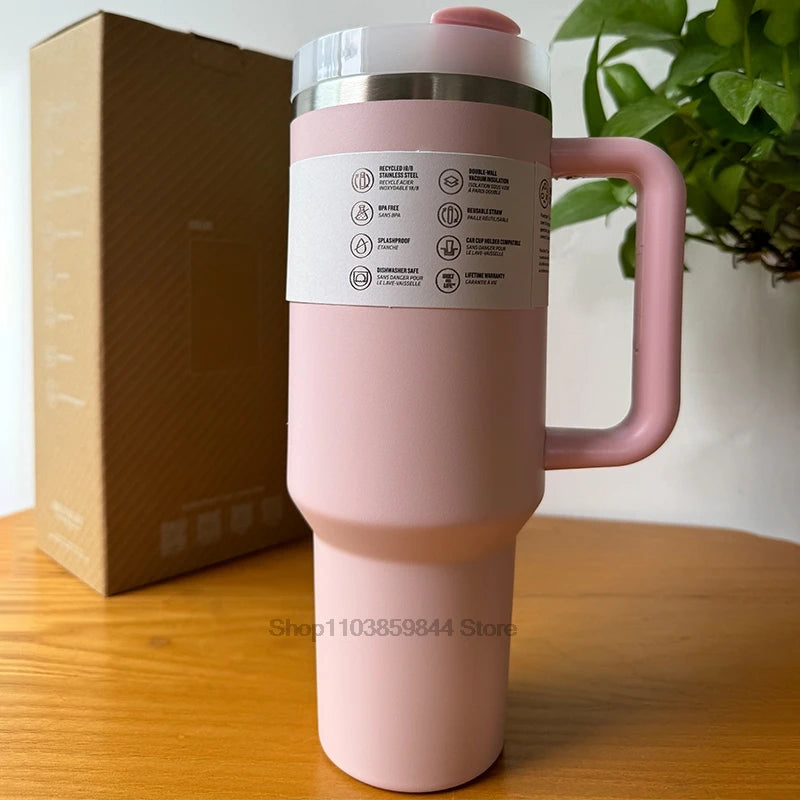 2024 New  Handle Straw Lid Stainless Steel 30oz/40oz Vacuum Insulated Car Mug Double Wall Thermal Iced Travel Cup