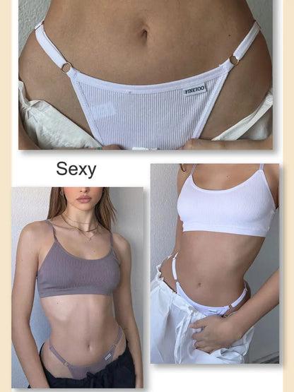 7PCS/Set Cotton Panties For Women Sexy Low Rise G-String Thongs Adjustable Straps T-Back Soft Underwear Female Lingerie S-XL