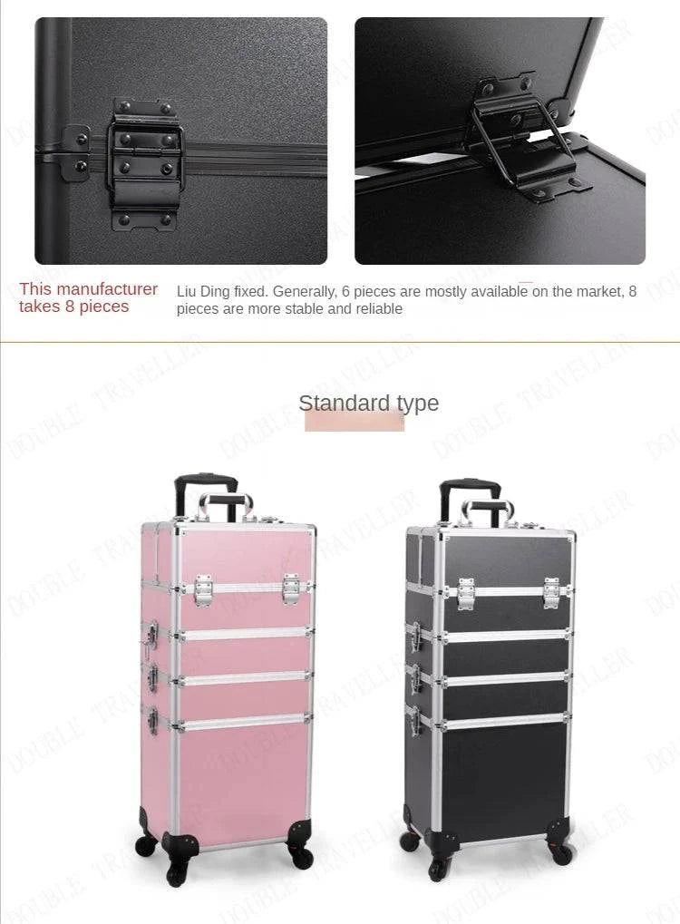 Multi-functional New Trolley cosmetic bag,rolling luggage Makeup Toolbox case Cosmetic Bags on Wheel,Nail tattoo trolley box bag - MarvelouStore