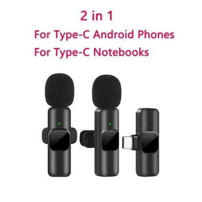 New Wireless Lavalier Microphone Portable Audio Video Recording Mini Mic for iPhone Android Live Broadcast Gaming Phone Mic - MarvelouStoree