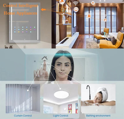 Hotel Bathroom Full Function Glass Smart Android Tv Mirror Smart Led Bathroom Mirror With Touch Screen Smart Magic Mirror