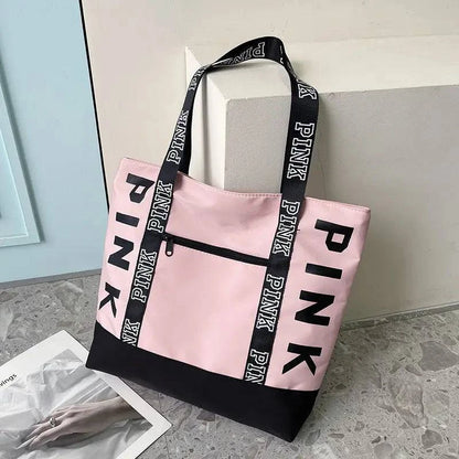 2024 New Korean Fashion Shoulder Bag Trend Letter Bag Printed Bag Color Contrast Letter Strap Handbags Large Capacity Tote