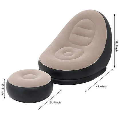 New Lazy Boy Sofas Inflatable Foldable Recliner Outdoor Sofa Bed with Stirrups Comfortable Combination Flocked Velvet Sofa Chair