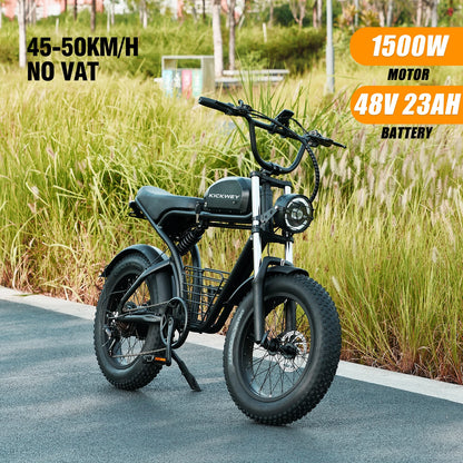 4.0Fat Electric Bike for Adults, 1500W 40MPH,48V 20/23AH,Max 75Miles Electric Motorcycle 20" Fat Tire Dirt Bike,  7-Speed E-Bike