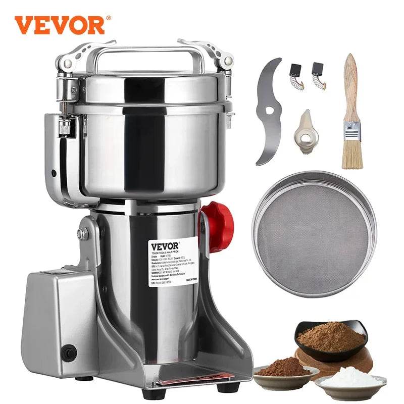 VEVOR Electric Grain Mill Grinder Stainless Steel Pulverizer Powder Machine for Dry Herbs Grains Spices Cereals Coffee Corn - MarvelouStoree