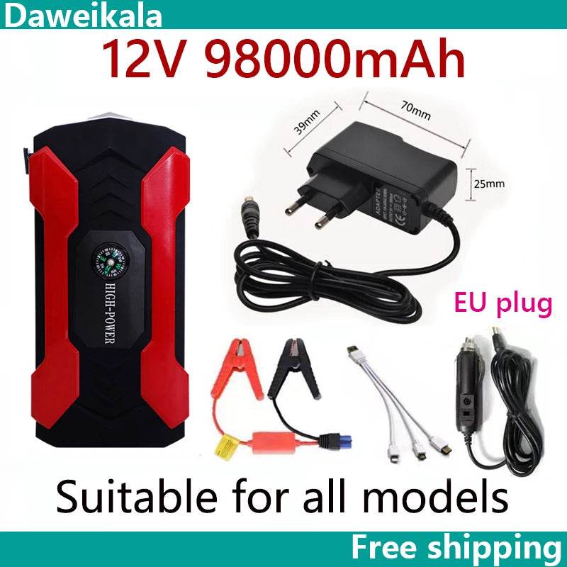 12V98000mAh Car Jump Starter Starting Device Battery Power Bank Jumpstarter Auto Buster Emergency Booster Car Charger Jump Start - MarvelouStoree