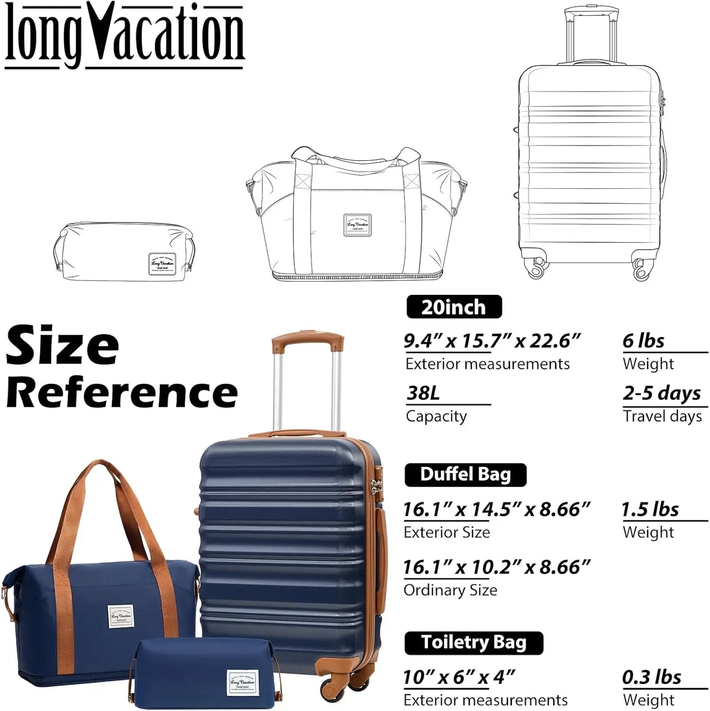 Luggage Set 4 Piece Luggage ABS hardshell TSA Lock Spinner Wheels Luggage Carry on Suitcase WHITE-BROWN, 6 piece set