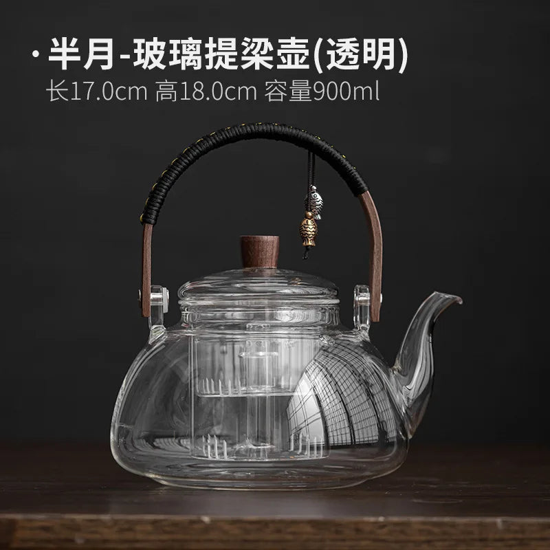 Steamable Teapot Household Glass Tea Maker High Temperature Resistant Steaming and Boiling Dual-purpose Teapot