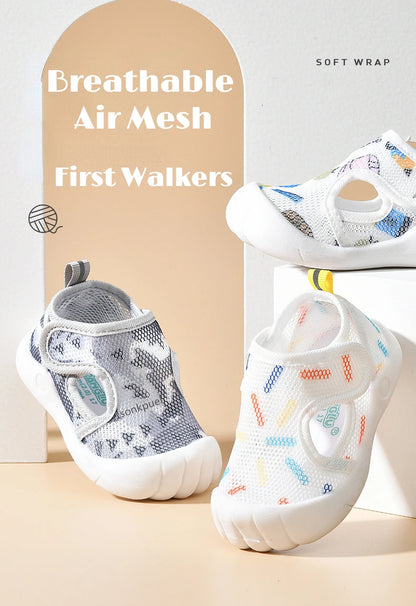 Summer Breathable Air Mesh Kids Sandals 1-4T Baby Unisex Casual Shoes Anti-slip Soft Sole First Walkers Infant Lightweight Shoes