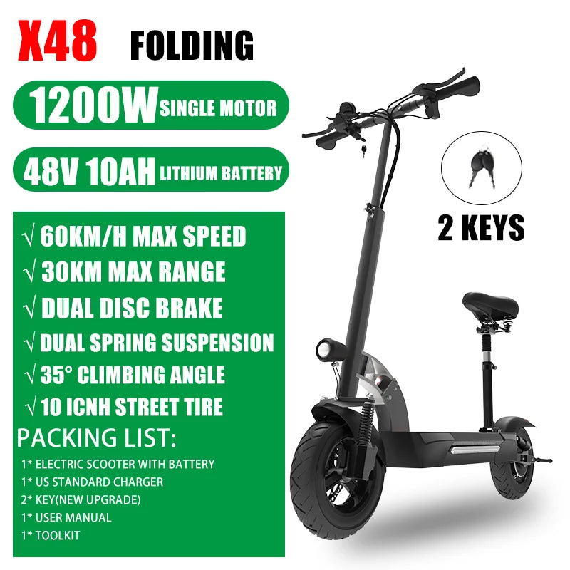 6000W Dual Motor Powerful Electric Scooter 85KM/H Max Speed Folding Electric Scooter 72V 20AH Large-Capacity Battery for Adults