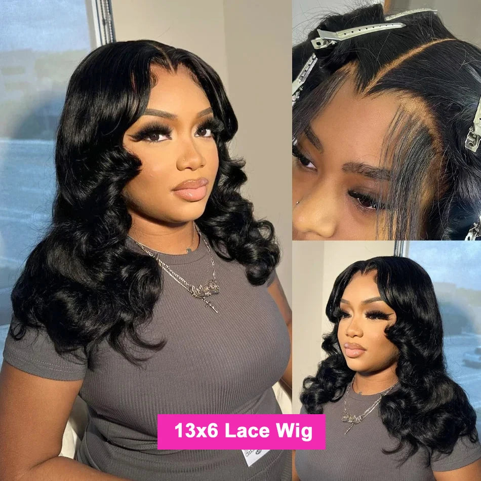 Body Wave Bob Wig 13x6 Transparent Lace Frontal Wig Brazilian Human Hair Wigs Virgin Remy Hair13x4 Lace Closure Wig 180% Density