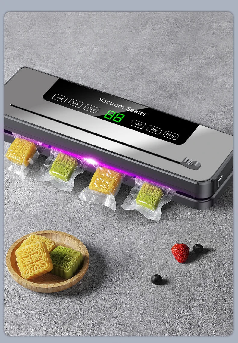 Electric Vacuum Sealer Built-in Cutter Kitchen Food Storage Seal Touch Button Dry/Wet Food Package Sealer Kitchen Vacuum Sealer