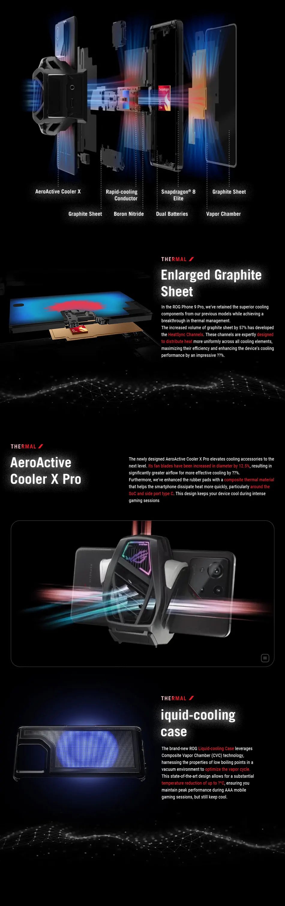 ASUS ROG Phone 9&9pro Gaming Phone Snapdragon Supreme Edition Matrix Liquid Cooling 185HZ Samsung E6 Gaming Screen