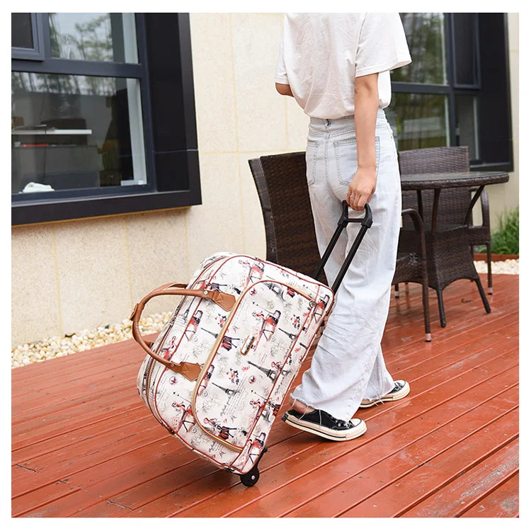 Large Capacity Women Travel Suitcase Trolley Bags Wheeled Bag Oxford Waterproof Rolling Luggage Travel Bag With Wheels