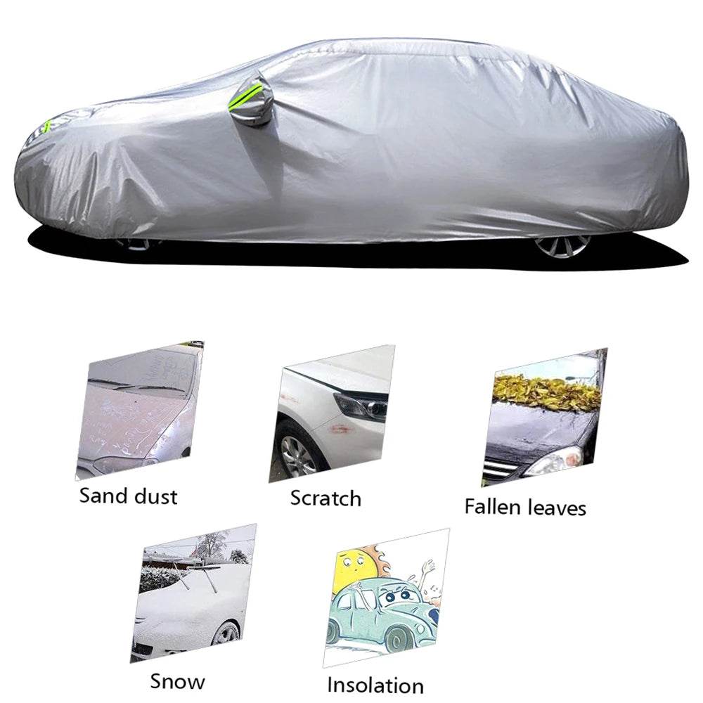 S-XXL Car Cover Sedan Full Covers with Reflective Strip Sunscreen Protection Dustproof&Waterproof UV Scratch-Resistant Universal - MarvelouStoree