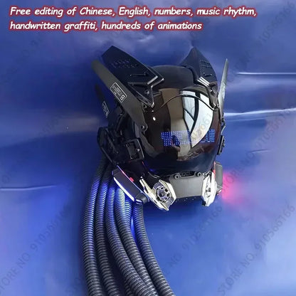 Cyberpop Punk Mask Light Up Rolling Subtitles Screen Mask Cosplay Mech Soldier Technology App Control Helmet Role Play Xmas Gift