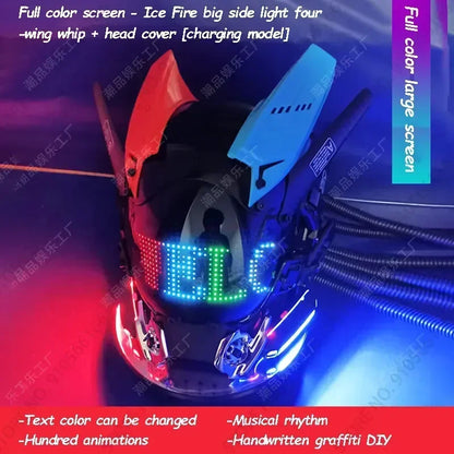 Cyberpop Punk Mask Light Up Rolling Subtitles Screen Mask Cosplay Mech Soldier Technology App Control Helmet Role Play Xmas Gift