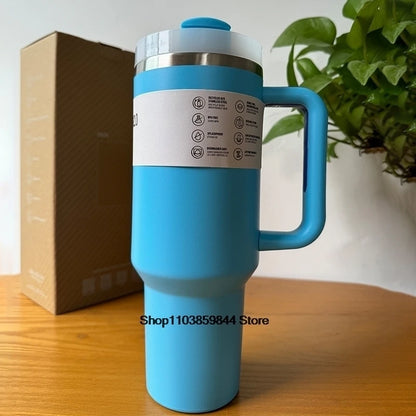 40 oz Tumblers Cup Straw Car Travel Mugs Coffee Tumbler Cups for Stanleys With Handle Insulated Stainless Steel Lid