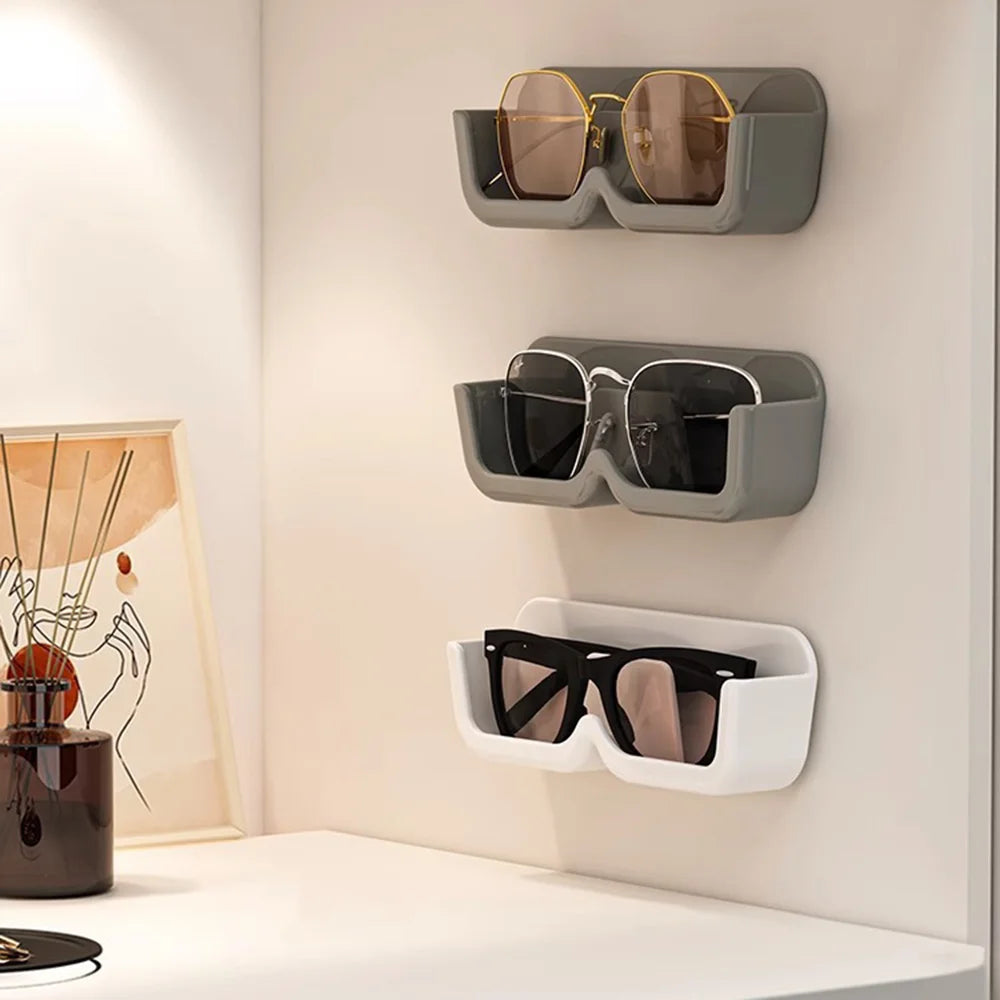 High End Glass Display Cabinet Glasses Storage Box Wall Mounted Perforated Free Sunglasses Storage Rack Sunglass Home Tidying