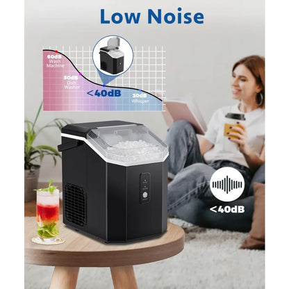 Nugget Ice Maker, 10,000pcs/33lbs/Day, Portable Handheld Nugget Ice Maker Machine with Handle,