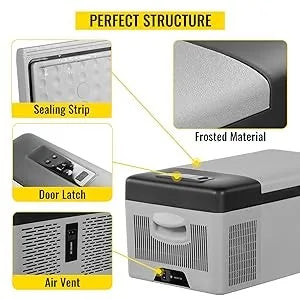 12 Volt Refrigerator 16 Qt, Portable Mini Car Fridge w/ -4℉-68℉ & App Control 12/24V DC & 110-240V AC Electric Compressor Cooler