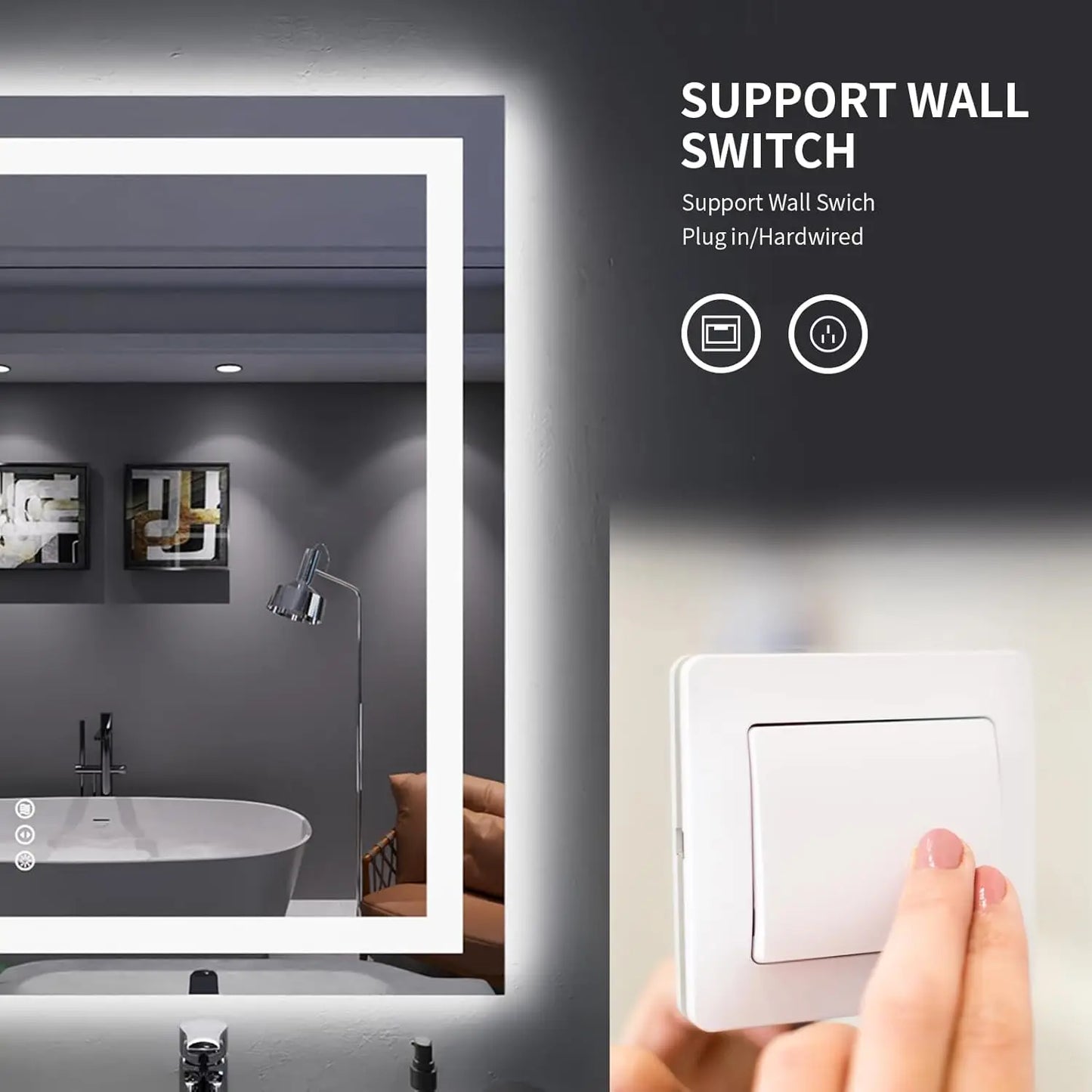 24"X36" LED Bathroom Mirror with Lights, Anti-Fog Dimmable Backlit + Front Lit Lighted Bathroom Vanity Mirror for Wall