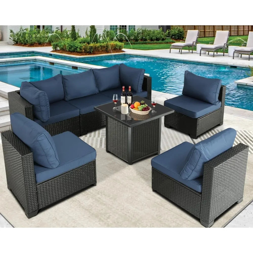 Patio Furniture Sets Outdoor Sectional PE Rattan Outdoor Furniture Patio Conversation Set with Cushions for Balcony Lawn